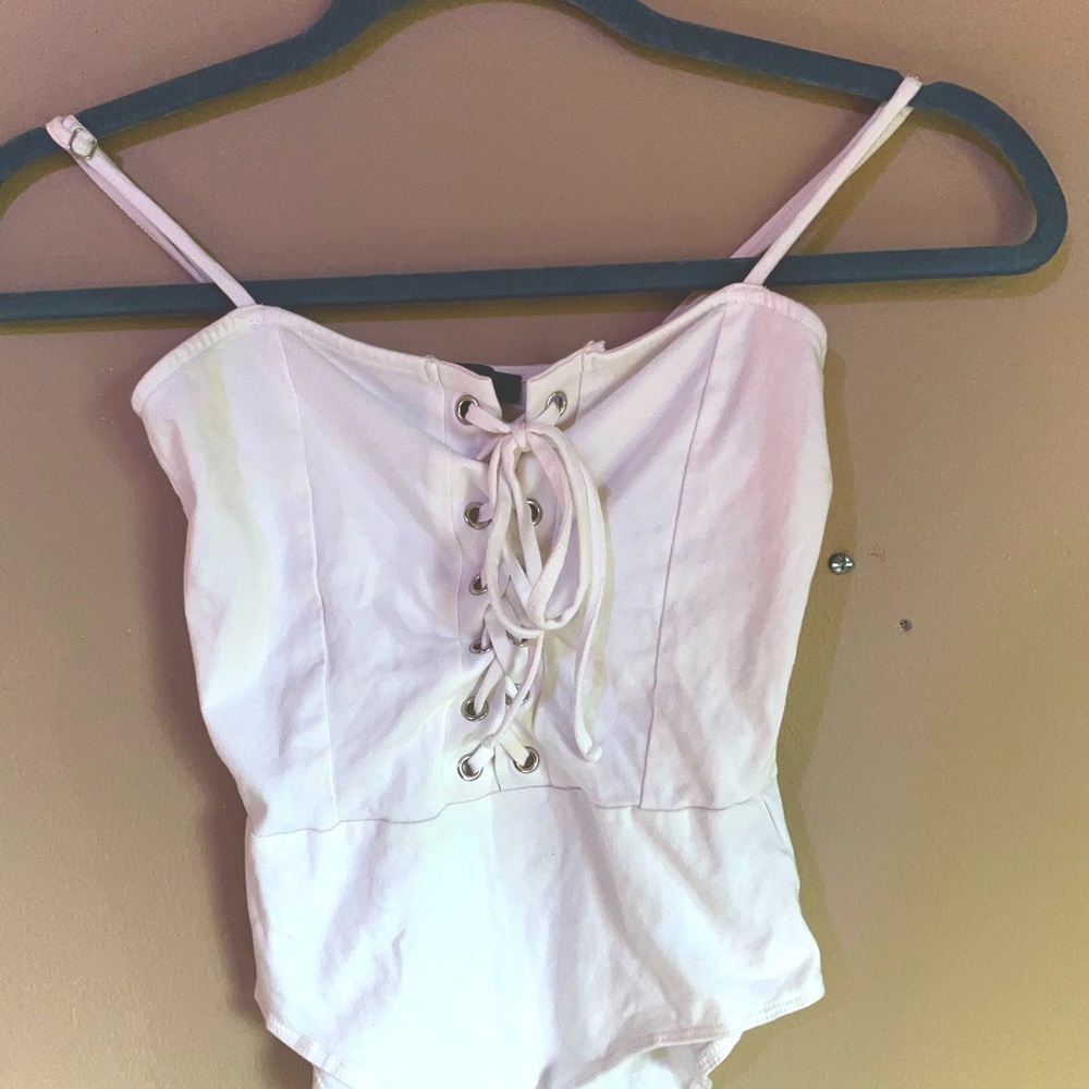 White Laced Up Bodysuit